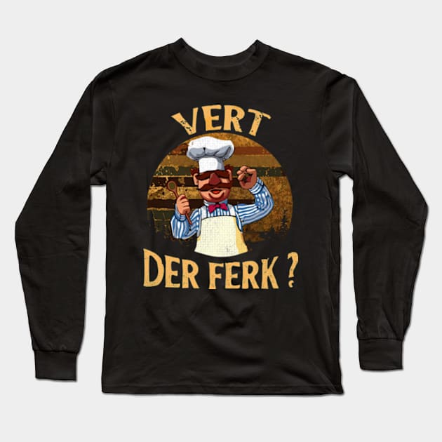 The vert der ferk cheff // Art Drawing Vintage Long Sleeve T-Shirt by Kokogemedia Apparelshop